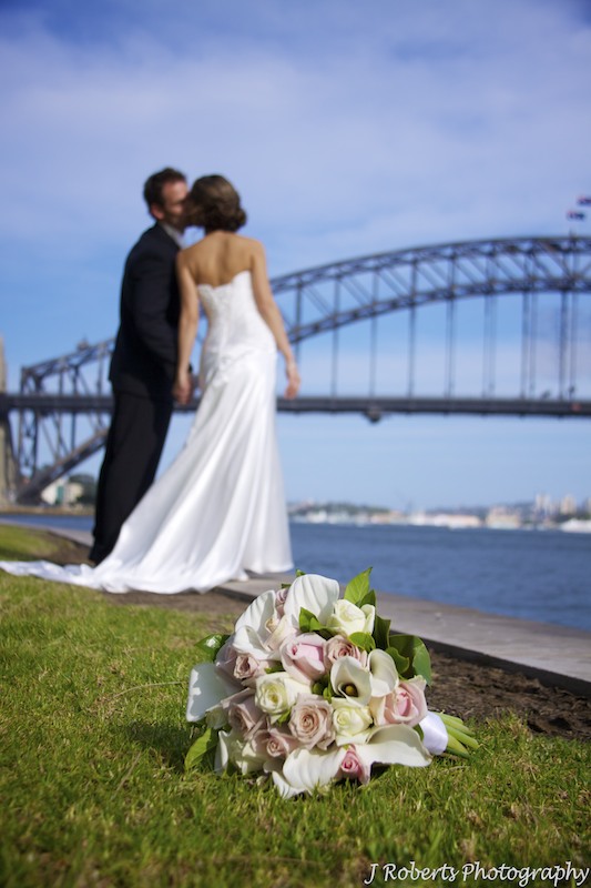 Bridal bouquet and couple - wedding photography
